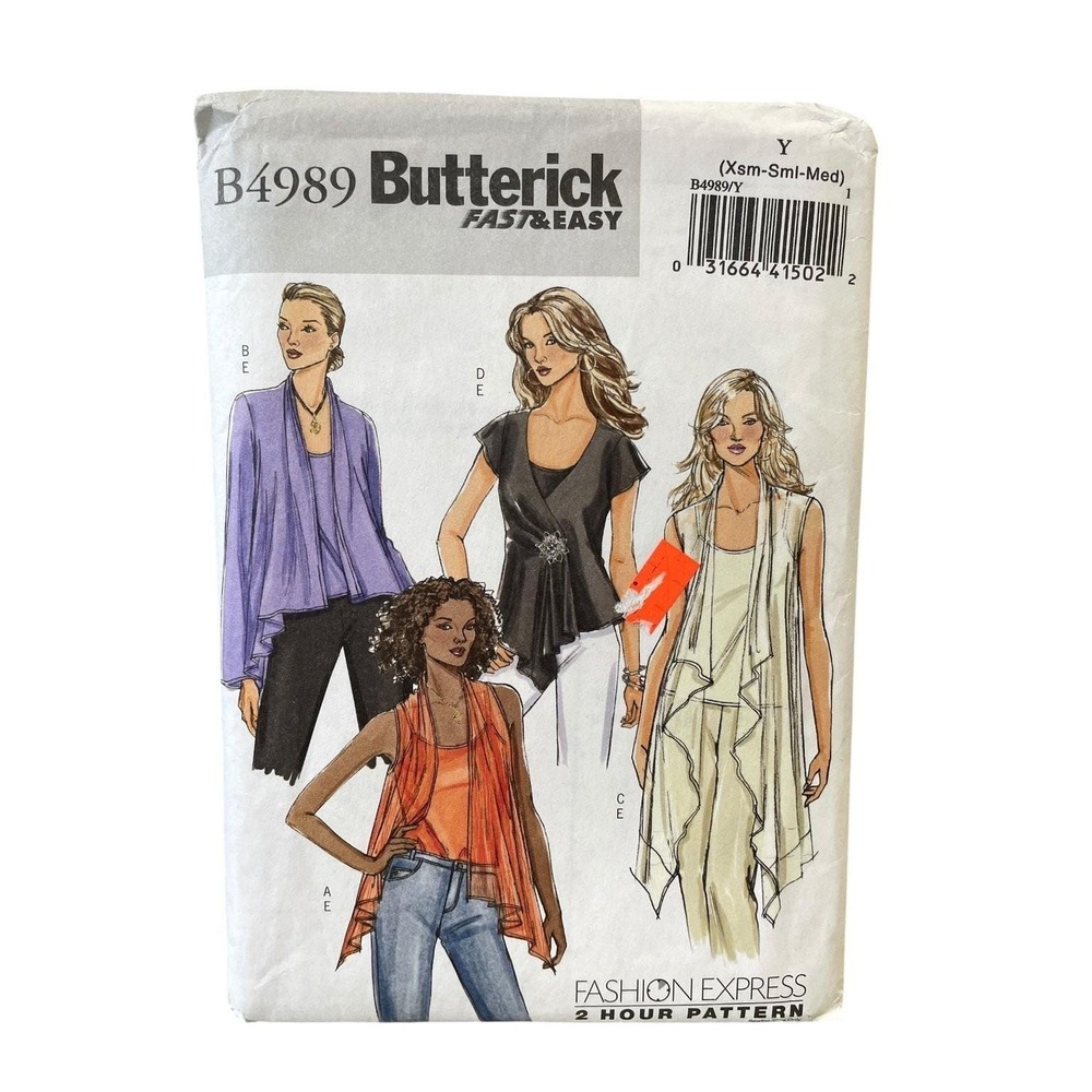 Butterick B4989 Misses' Tops Camisole Y (XSM-SML-MED) FAST&EASY